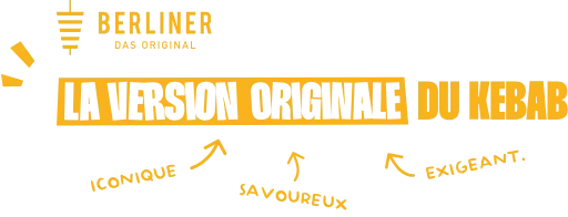 Le logoBerliner en jaune et le badge "la version originale du kebab"